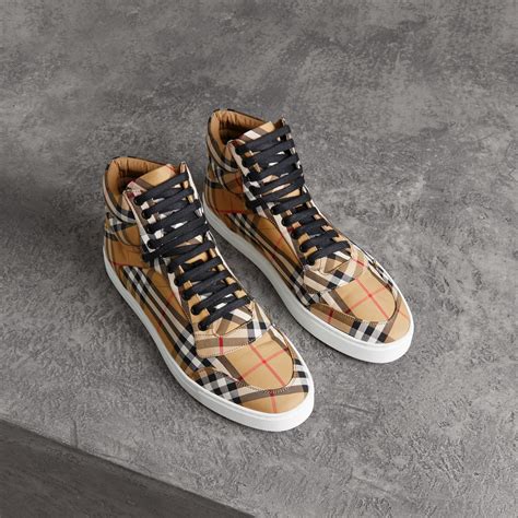 burberry vintage check high-top sneakers|burberry vintage check sneakers men's.